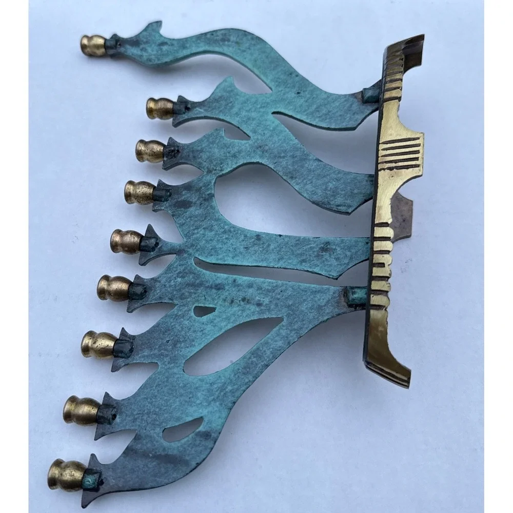 Vintage Brass menorah bird shape Made In israel by Oppenheim Hanukkah Judaica